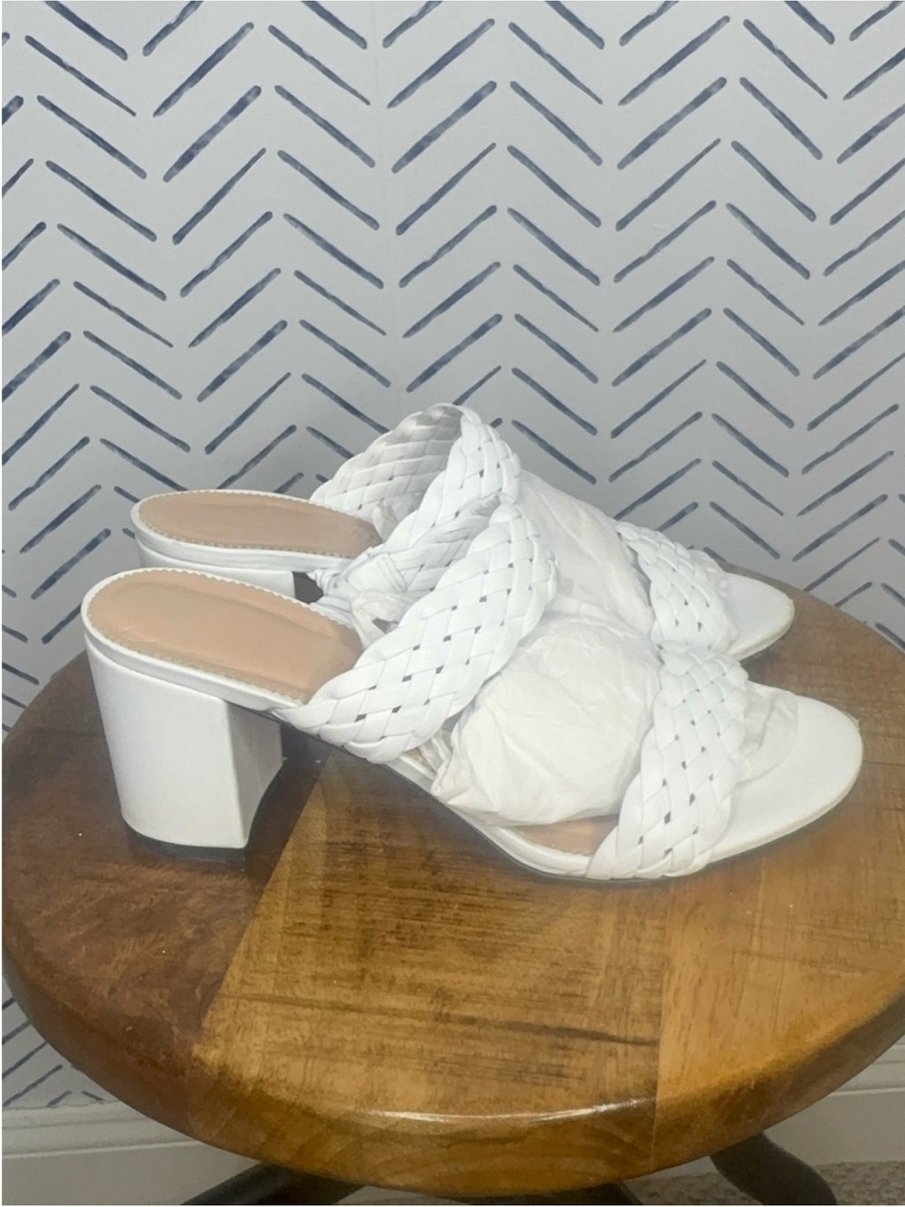 J.Crew White Double Strap Block Heel size 7